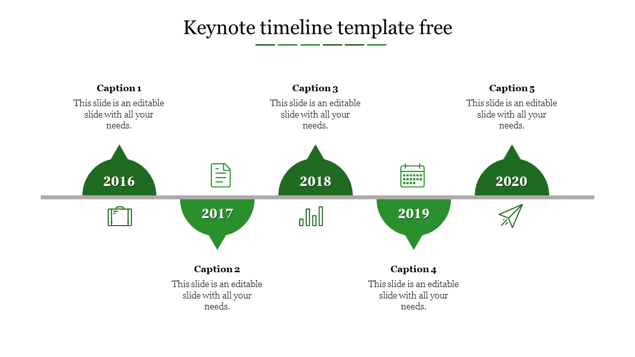 keynote timeline template free-Green